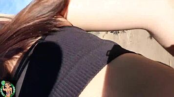 petite japanese teen deepthroats big cock cowgirl public cumshot