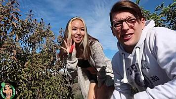 petite japanese teen deepthroats big cock cowgirl public cumshot