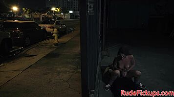 Petite glasses teen bound outdoors sucks then rides cock hard