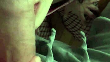 intimate submissive cuddles with petite candie cross fishnets pov