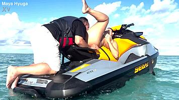 Ecstatic Latina Moans from Beach Pussy Licking High Seas