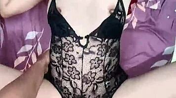 hijab girl wildly horny as vibrator and cock fill her tight hole