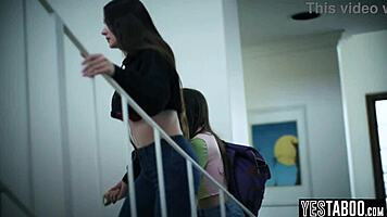 that brunette sneaks in and seduces her girlfriend into wild pussy licking