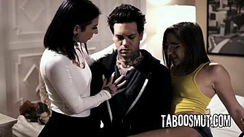 stepbro's threesome ends pounding stepsis doggy style!