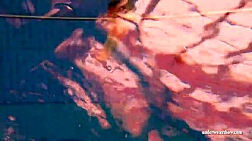 kristy big boob babe splashing in pool underwater