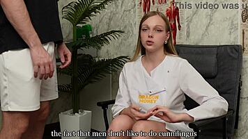 Blonde petite beauty teaches cunnilingus licking pussy outdoor roleplay tease