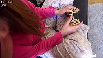 curvy brunette girlfriend sneaks away for sneaky doggystyle creampie pounding