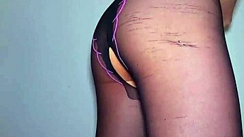 Hairy teen in pantyhose seduces daddy for double cum fetish