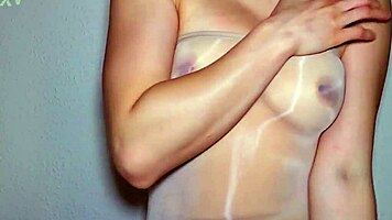 Hairy teen in pantyhose seduces daddy for double cum fetish