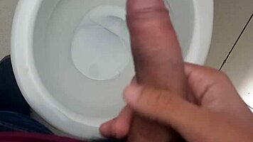 day 6: stroking my huge cock in the bathroom again
