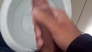 day 6: stroking my huge cock in the bathroom again