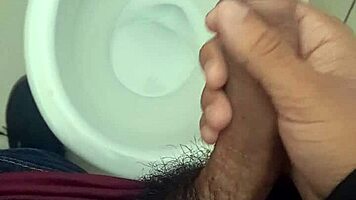 day 6: stroking my huge cock in the bathroom again