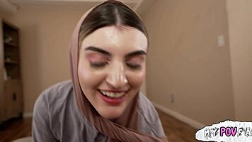 hijab babe teases with deep cock sucking skills