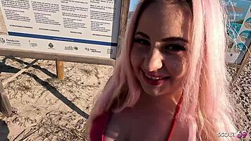 Stranger Delivers Risky Public Beach Anal to German Amateur Maria Gail