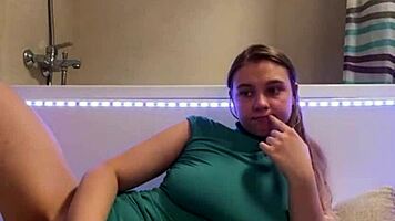 i'm so horny fingering my fat tits in bathroom orgasm