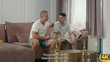 creating stunning artwork on the sofa with a beautiful blonde!