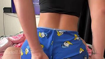 Horny young slut dances then rides huge cock cowgirl style wildly