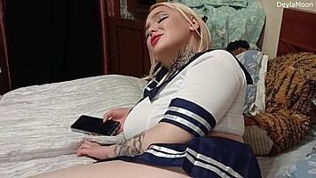 fucking hot redhead wife with big natural tits pierced nipples while watching video