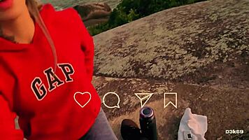 beautiful blonde deepthroats huge cock publicly on beach