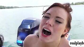 yo check these cute teens going wild in outdoor speedboat foursome!