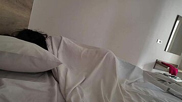 Sharing hotel room turns into hairy milf pussy pounding adventure