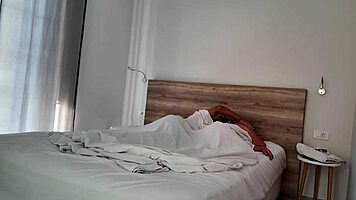 Sharing hotel room turns into hairy milf pussy pounding adventure