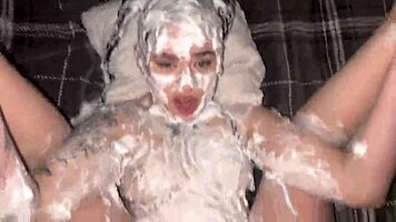 huge soapy ass foamed up for massive cock pounding