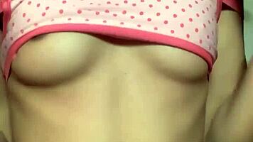 tiny 18+ flaunts puffy pussy and small tits in panties