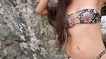 Petite Hottie Flashes Massive Boobs in Revealing Bikini