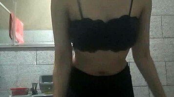 perfect body sneaks steamy masturbation in hidden bathroom