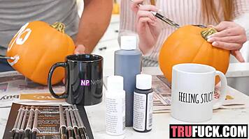 french pierced teen harley love teaches pie-eating on halloween