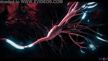 parasited octokuro's huge tits cosplay teen scissored by horny lesbian gamer