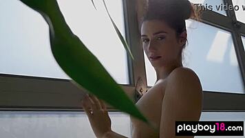 petite canadian alexandra belle slips off pajamas and poses naked seductively