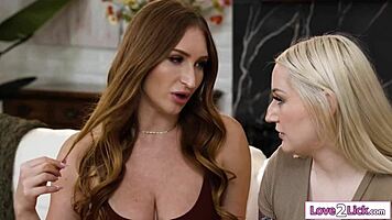 Latina lesbian rams strap-on deep into big tits uber driver's shaved pussy