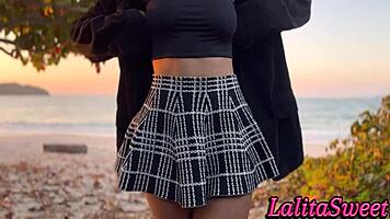 Gostosa Provokes at Beach Before Home Creampie in Amateur Pussy