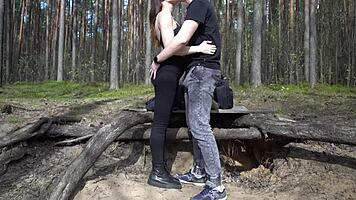 pretty brunette sucks cock deep and rims ass sloppy outdoors 😏👅