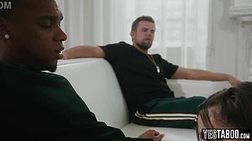 sly coach bends pregnant student girlfriend over for big black cock doggystyle