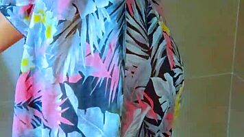 oh god this brazilian babe's shower in black thong is so hot