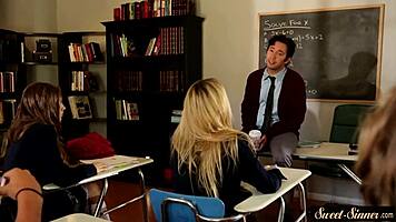 hey check out this classy teen babe riding cock like a pro