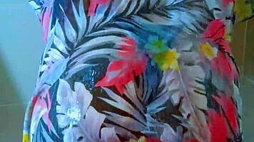 oh god this brazilian babe's shower in black thong is so hot