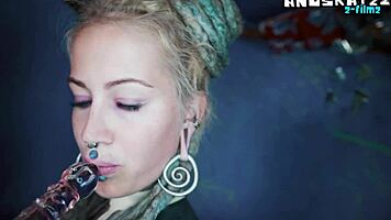 skinny inked girl squirts from intense solo gaping play