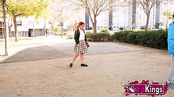 18-Year-Old Curvy Redhead Rides Fat Old Monster Cock Wildly