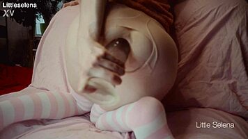 her tight asshole gapes from huge toy anal training