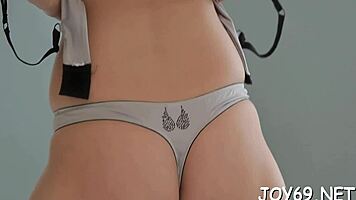 Sexy teen slides dildo into wet pussy