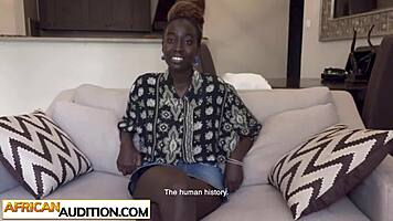 crystal's tight ebony pussy stretches around her friend's monster cock after the steamy casting interview