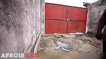 Ebony babe spits on stranger cock masturbates outdoor public