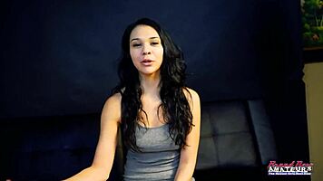 Brunette coed twat drilled doggy then swallows cumshot 😍