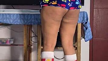 Neighbor acts proper but milks cock like total slut