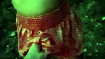 Horny girl pisses then deepthroats in woods