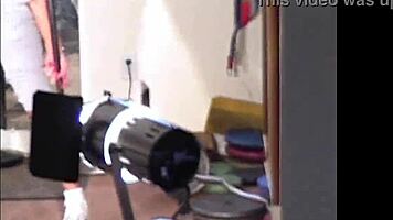 maria shadoes flexes redhead milf curves in gym bts